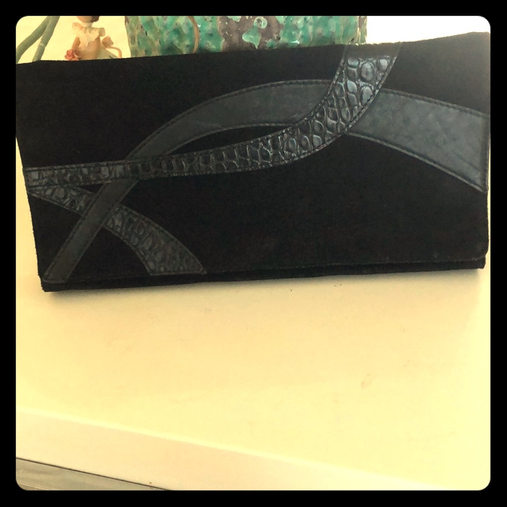 Genuine Leather-Banana Republic Black Suede Clutch